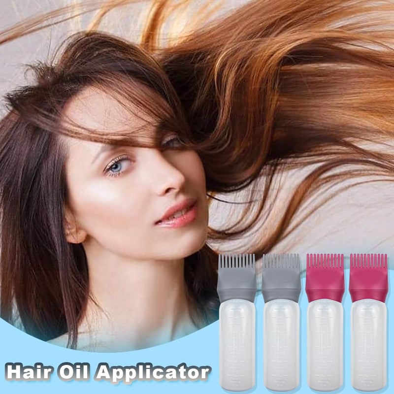 ELANE 4 Pack Root Comb Applicator Bottle, Oil Comb Applicator for Hair Dye, Shampoos, Salons. (Grey+Red) - Image 5